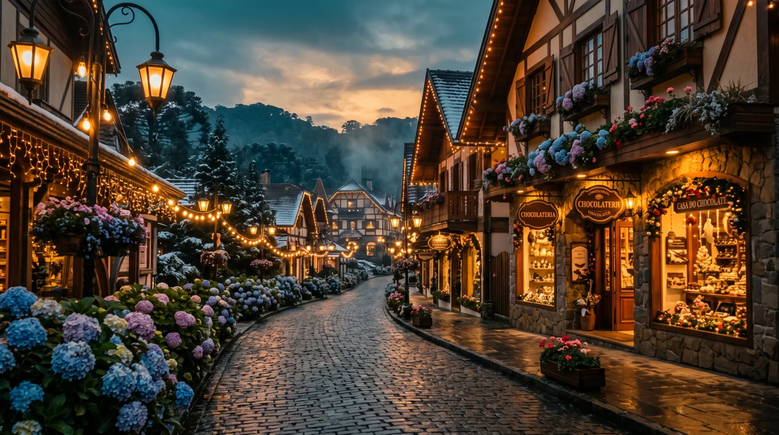 Rua de Gramado no inverno